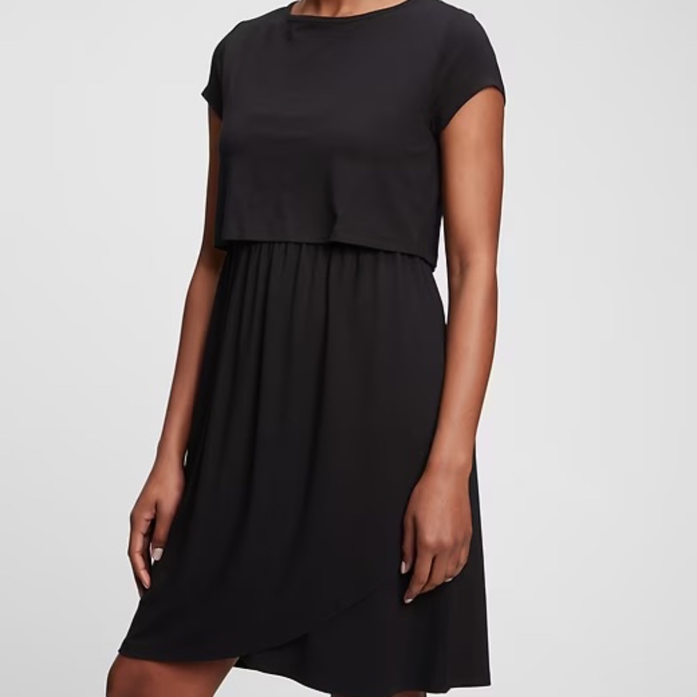 GAP maternity overlay nursing black dress NWOT